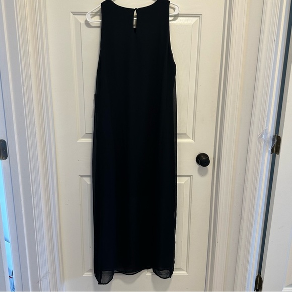 Vince Camuto Chiffon Overlay Black Maxi Dress Size Large - Picture 2 of 7